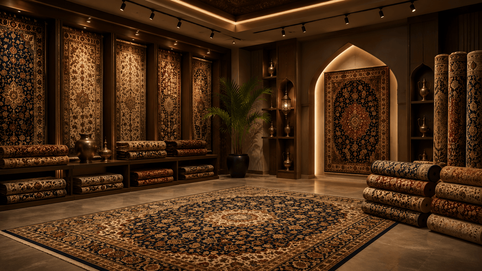 Luxury handmade carpet in a styled interior