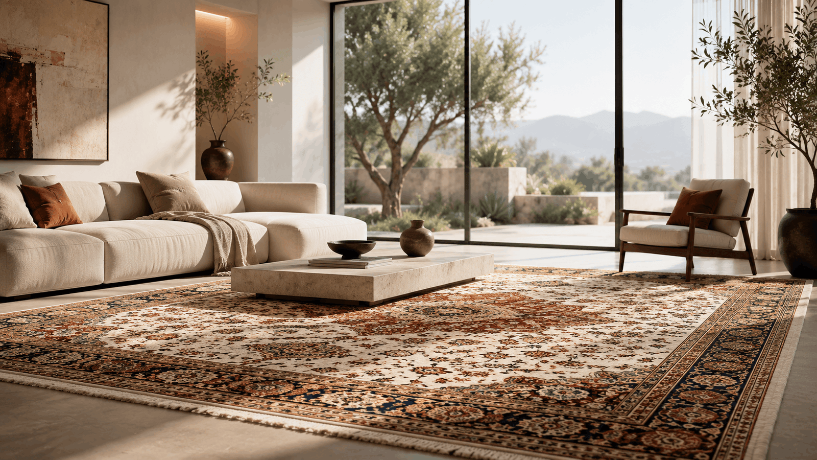 Hand-knotted carpet detail