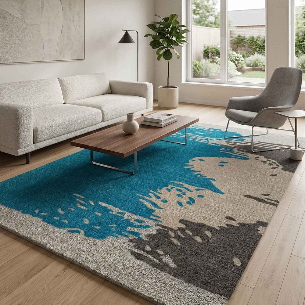 Cream & Azure Modern Wave